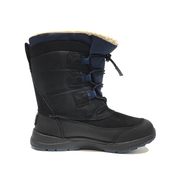UGG BELLEMORE WEATHER WATERPROOF BOOTS -BLACK / BLUE LEATHER -KIDS US 2 -NEW - Picture 3 of 9